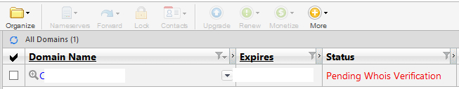 Pending Whois Verification