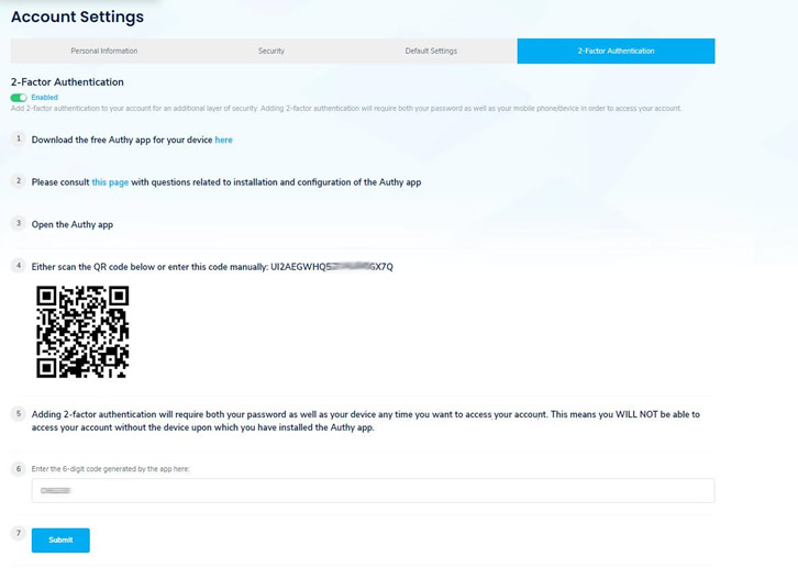 Namesilo域名账户开启Two-Factor Authentication（2FA）安全验证