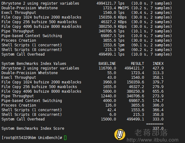 UnixBench跑分测试