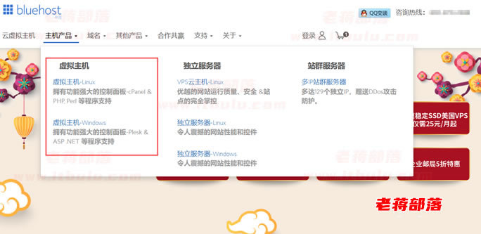 BlueHost香港和美国虚拟主机选择及五折优惠码激活过程