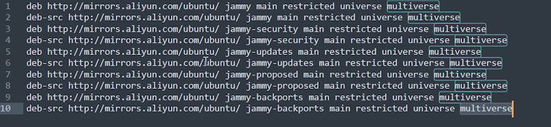 记录将Ubuntu22.04镜像更换成阿里云国内镜像