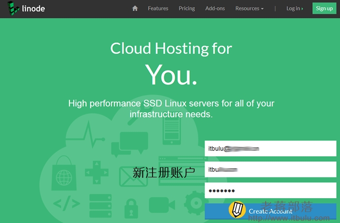 登录Linode官方网站注册账户