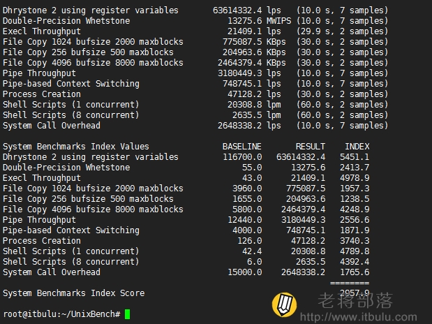 UnixBench跑分