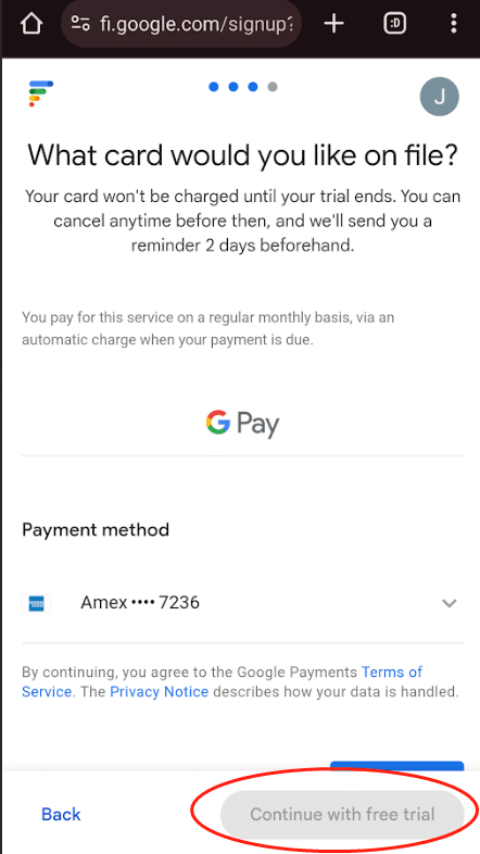 Google Fi设置付款方式