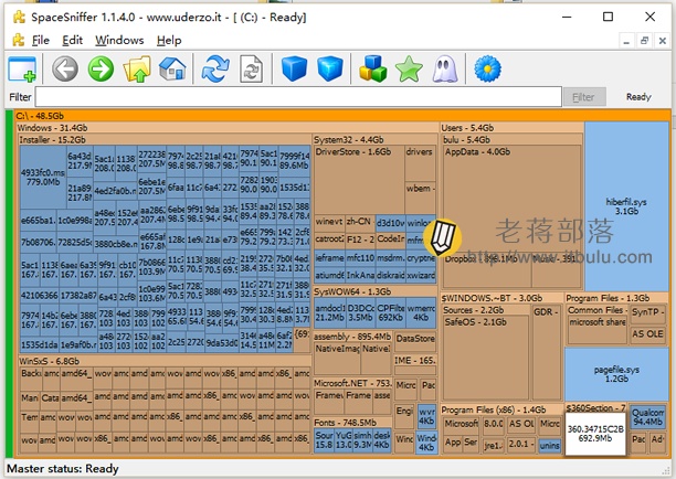 SpaceSniffer清理工具检查