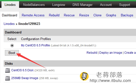 LINODE启动电源BOOT