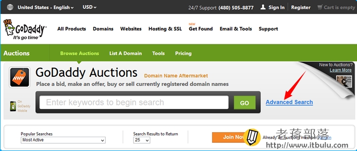 Godaddy Auctions筛选域名